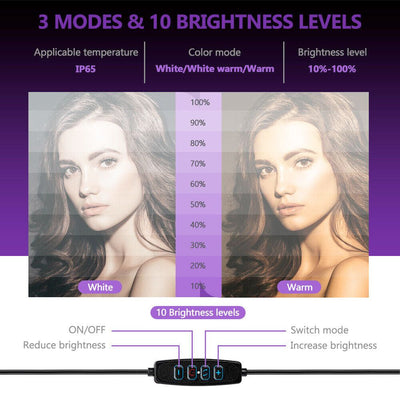 Aro de Luz LED de 10" con Trípode para Teléfono y Control Bluetooth