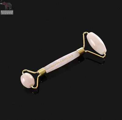 Set de Rodillo Facial y Gua Sha de Cuarzo Rosa Natural Certificado para Spa