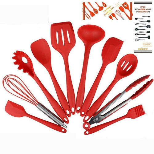Juego de 10 Utensilios de Cocina Antiadherentes de Silicona Premium