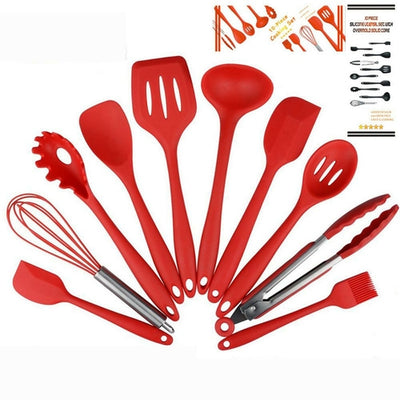 Juego de 10 Utensilios de Cocina Antiadherentes de Silicona Premium