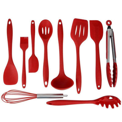 Juego de 10 Utensilios de Cocina Antiadherentes de Silicona Premium