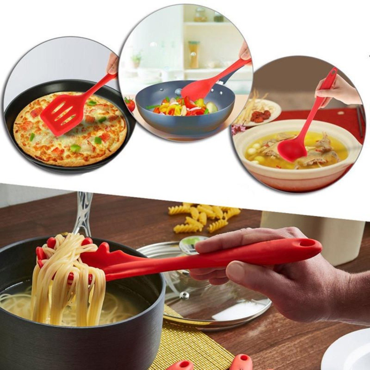 Juego de 10 Utensilios de Cocina Antiadherentes de Silicona Premium