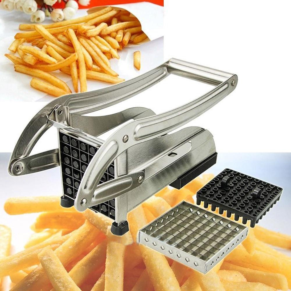 Cortador de Papas Fritas de Acero Inoxidable con 2 Cuchillas Intercambiables